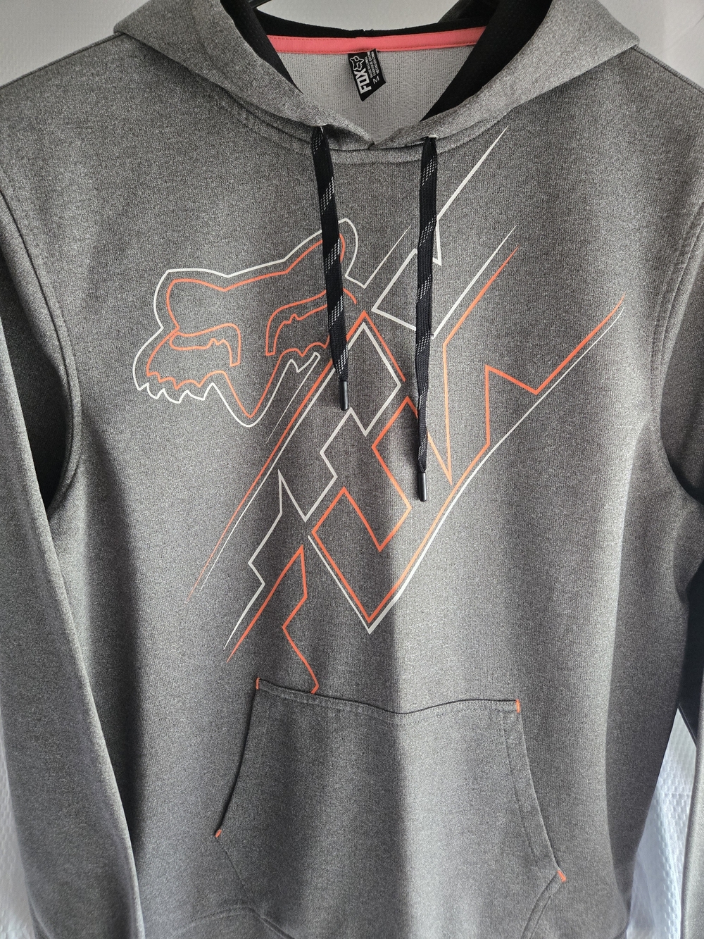 Fox Men's Gray Pullover Hoodie with Orange Accent